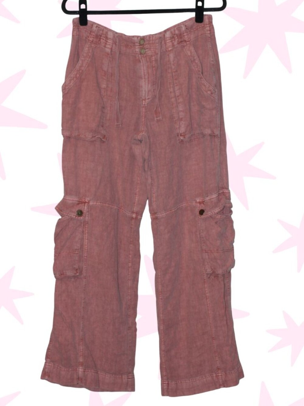 Anthropologie linen blend cargo pants 6